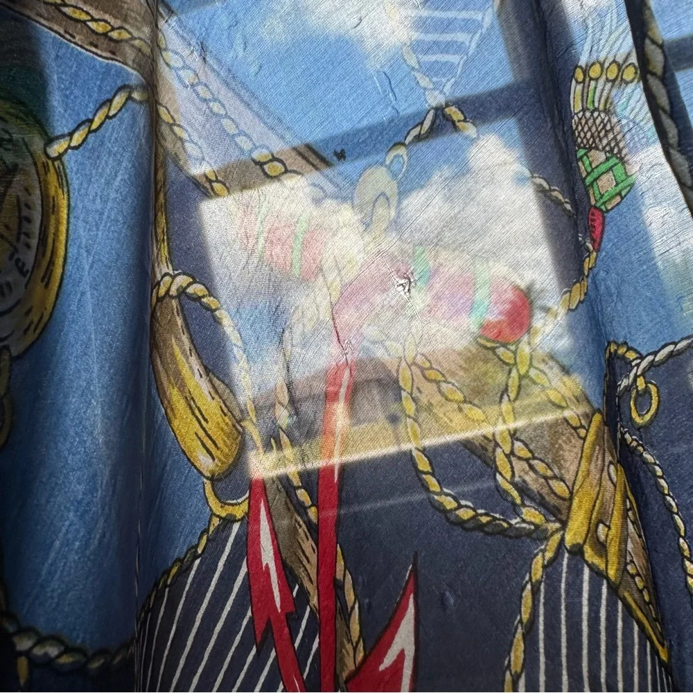 VTG Carlo Orsini Pure Silk Scarf Equestrian Nautical 41”x58” Preppy Old Money